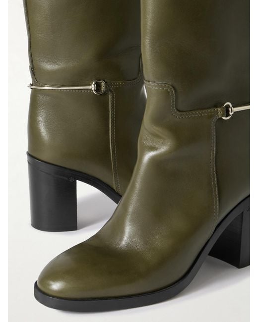 Gucci Green Damenstiefel Mit Schmalem Horsebit, Größe