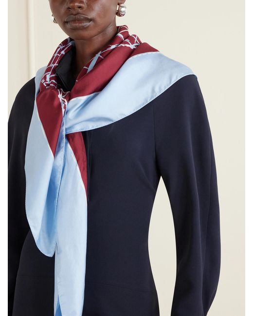 Altuzarra Red Fishnet Printed Silk-Twill Scarf