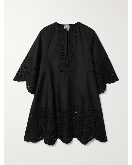 Thierry Colson Black Rachel Broderie Anglaise Cotton-Poplin Kaftan