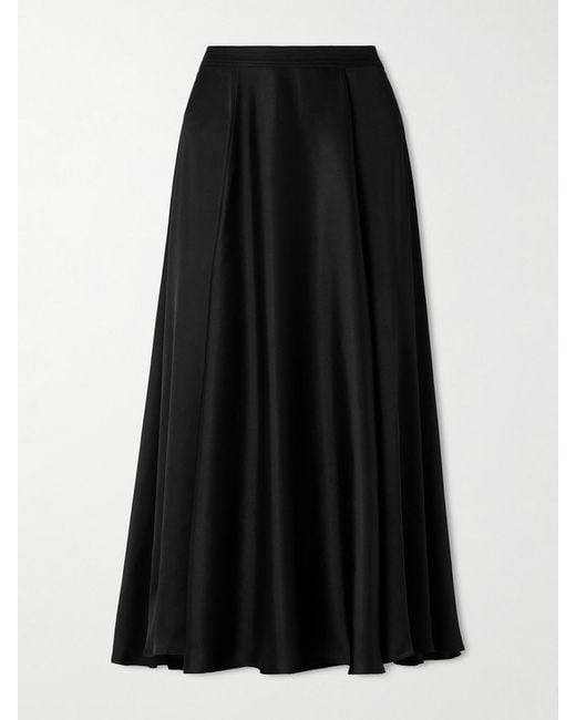 Anine Bing Black Christina Silk-Blend Satin Midi Skirt