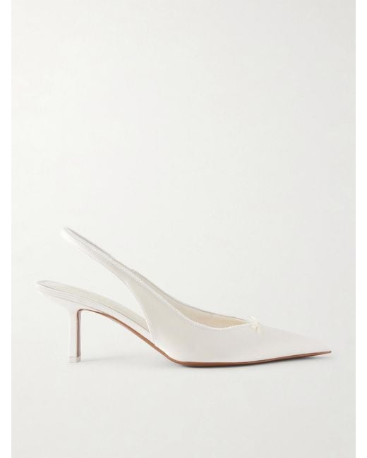 Neous White Moriah Lace-Trimmed Twill Slingback Pumps