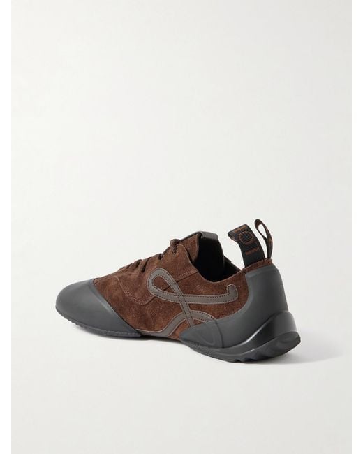 Loewe Brown Grip Tpu And Leather-Trimmed Suede Sneakers