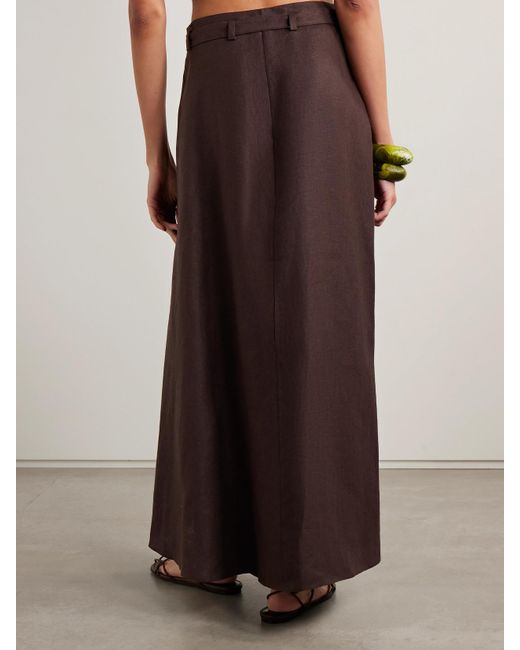 Adam Lippes Brown Bruna Linen Maxi Wrap Skirt