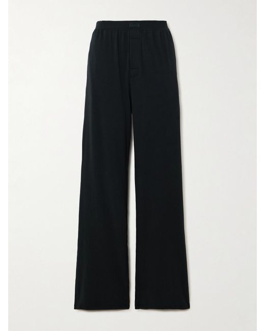 Skims Black Boyfriend Stretch-Modal And Cotton-Blend Jersey Track Pants