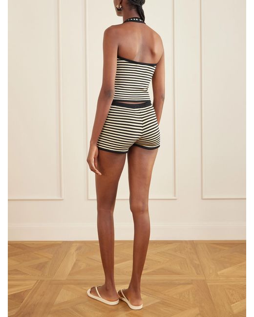 Calle Del Mar Yellow Striped Stretch-Knit Shorts