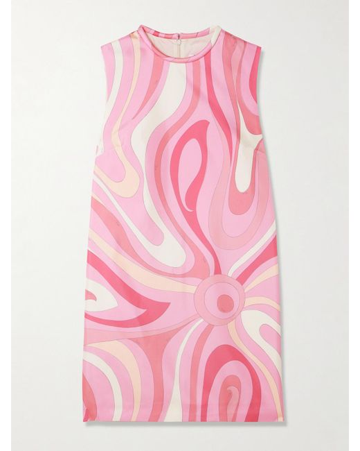 Emilio Pucci Pink Printed Silk-Twill Mini Dress