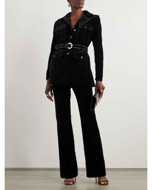 Tom Ford Black Belted Cotton-Velvet Jacket