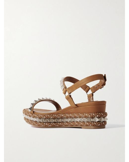 Christian Louboutin Natural Pyraclou 60 Studded Leather Platform Sandals
