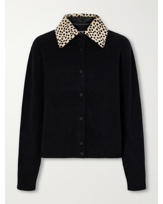 Rohe Black Calf Hair-Trimmed Wool-Blend Cardigan