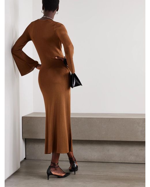 Altuzarra Brown Milda Draped Knitted Maxi Dress