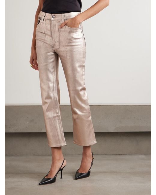 FRAME Natural The Reboot Mid-Rise Bootcut Metallic Jeans