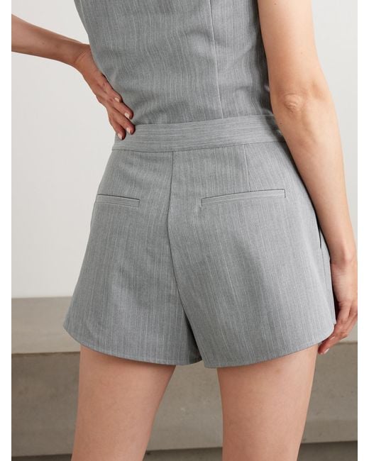 St. Agni Gray Pinstriped Wool-Blend Twill Shorts
