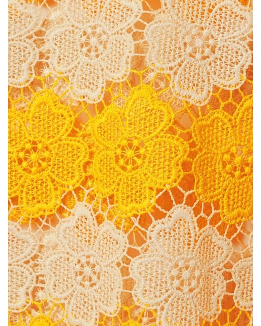 Miguelina Yellow Gianina Cotton Guipure Lace Kaftan