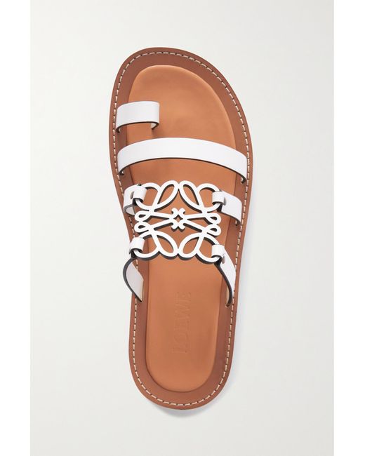 Loewe Anagram Leather Sandals in White | Lyst
