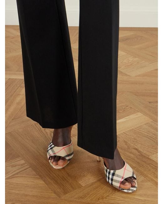 Burberry Natural Checked Canvas Mules