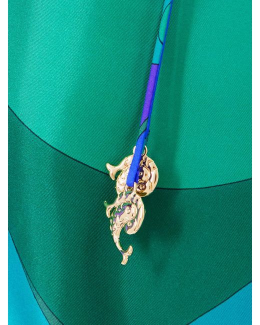 Emilio Pucci Blue Bedruckter Kaftan Aus Seiden-Twill Mit Verzierungen