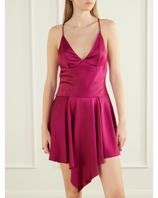 Stella McCartney Pink Gathered Tiered Satin Midi Dress
