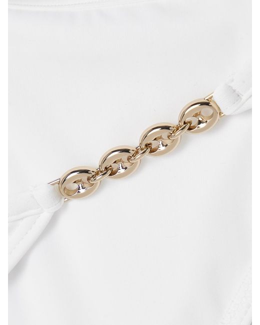 Gucci White Sparkling Chain-Trimmed Bikini