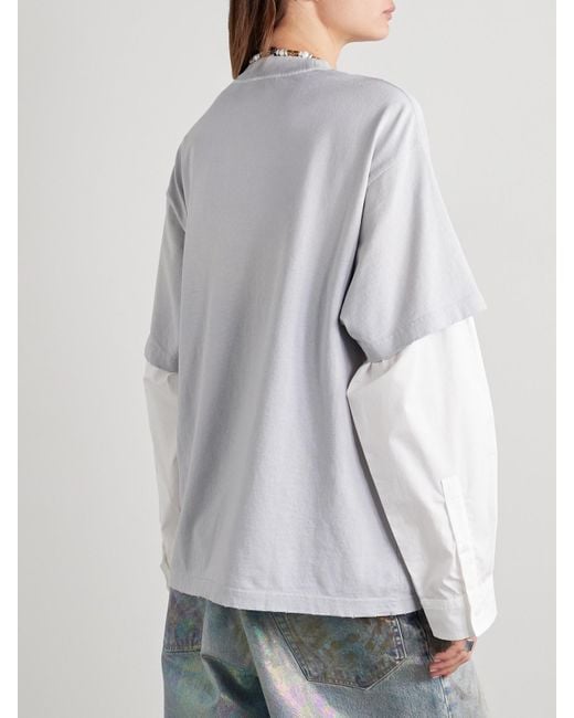 Acne White Layered Print T-shirt