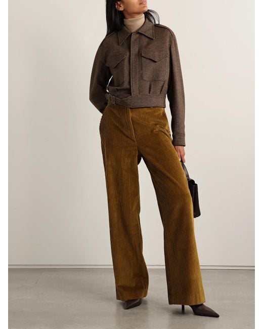 Ralph Lauren Brown Maddison Cropped Wool Jacket