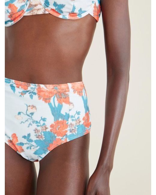 Erdem Blue Floral-Print Bikini Bottom
