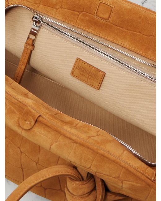 Jacquemus Natural The Turisimo Tote Aus Veloursleder Mit Krokodileffekt