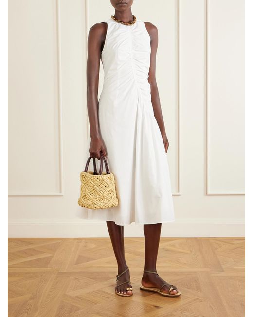Amanu Metallic The Zanzibar Leather-Trimmed Raffia-Effect Woven Mini Bag