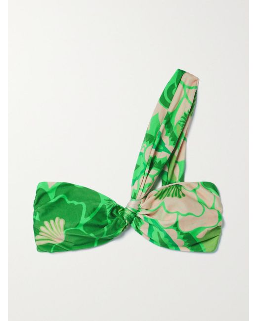 Farm Rio Green One-Shoulder Printed Bikini Top