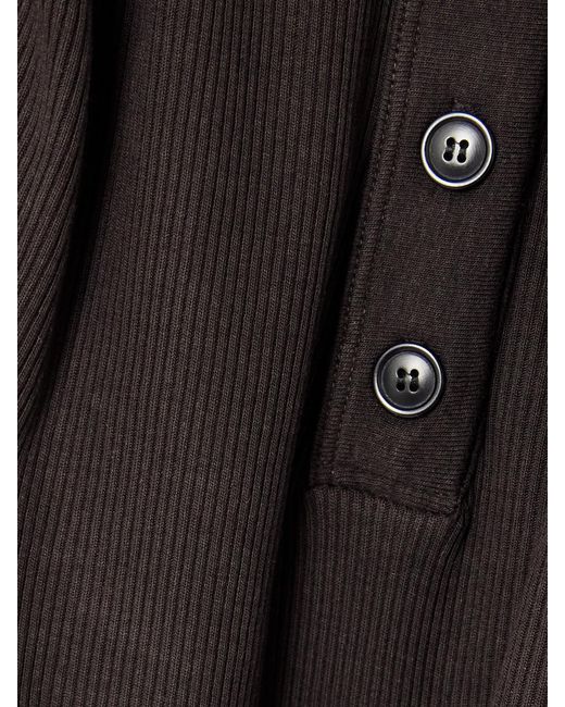 Citizens of Humanity Black Varra Ribbed Stretch Organic Cotton And Lyocell-Blend Henley Top