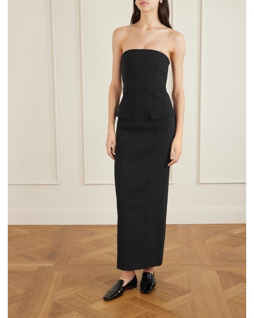 Totême  Black Trägerloses Maxikleid Aus Crêpe
