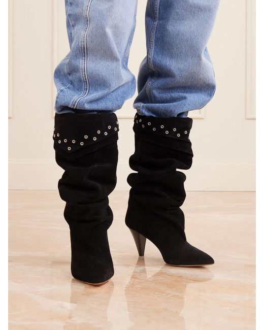 Isabel Marant Black Lezra Embellished Suede Ankle Boots