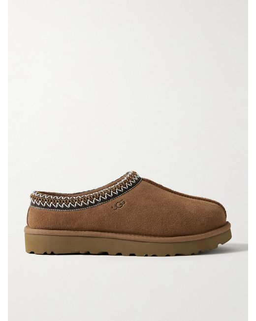 Ugg Brown Tasman Slippers Aus Shearling Mit Stickereien