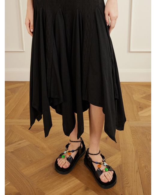 Loewe Black Paula's Ibiza Pebble Beads Fussbett Suede Sandals