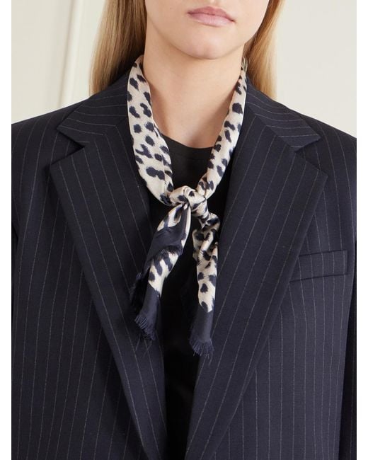 Nili Lotan Black Savanna Leopard-Print Silk Scarf