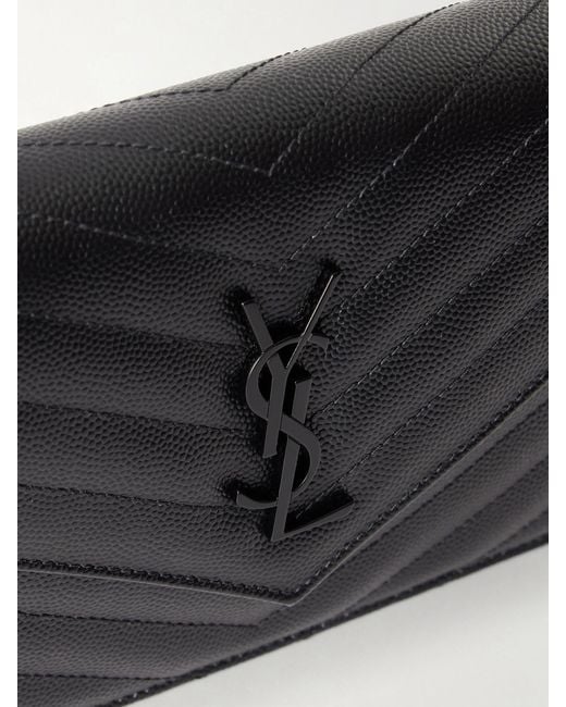 Saint Laurent Black Cassandre Mini Matelassé Textured-Leather Shoulder Bag