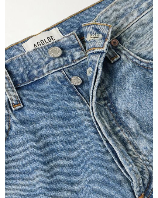 Agolde Blue Kelly Distressed High-Rise Straight-Leg Jeans
