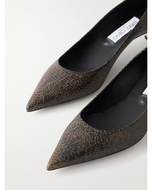 Jimmy Choo Brown Amelia 30 Crinkled-Leather Pumps