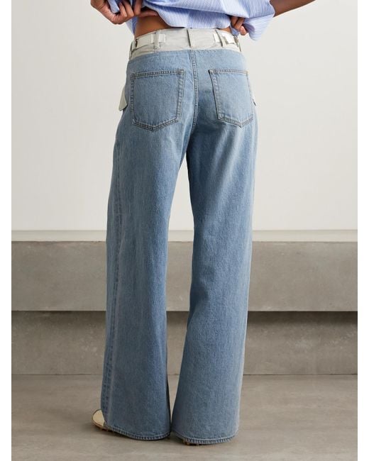 Sacai Blue Halbhohe Jeans Mit Geradem Bein Und Shell-Besätzen