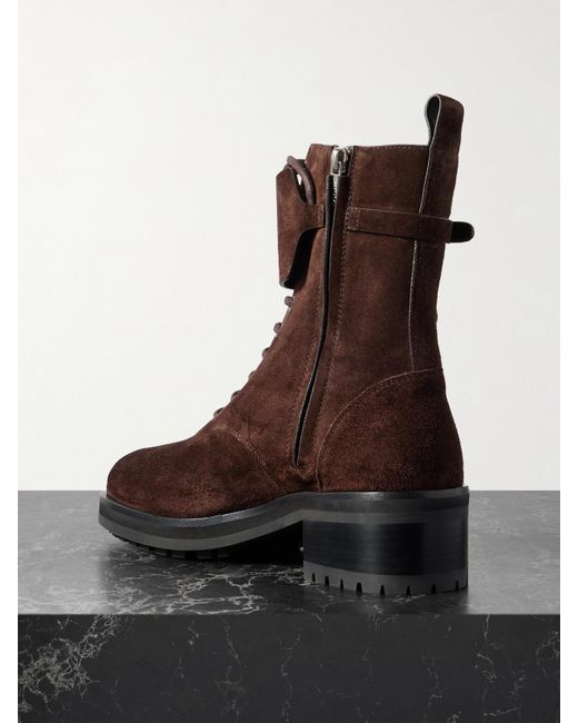 Jimmy Choo Brown Rosabel 55 Schnürstiefel Aus Veloursleder