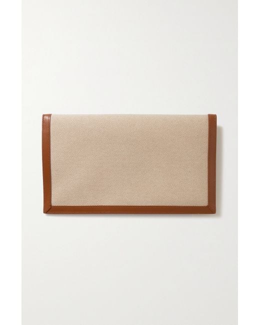 Saint Laurent Uptown Leather-trimmed Cotton-canvas Pouch