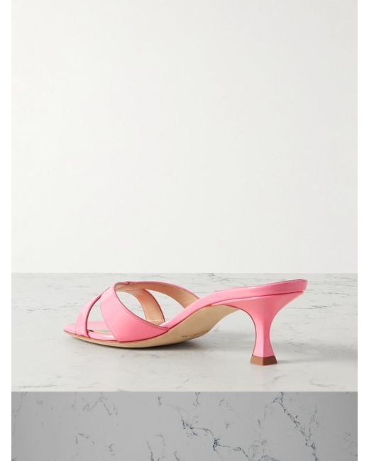 Manolo Blahnik Pink Callamu 50 Patent-Leather Mules