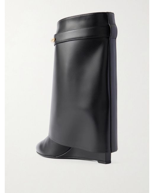 Givenchy Black Shark Embellished Leather Ankle Boots