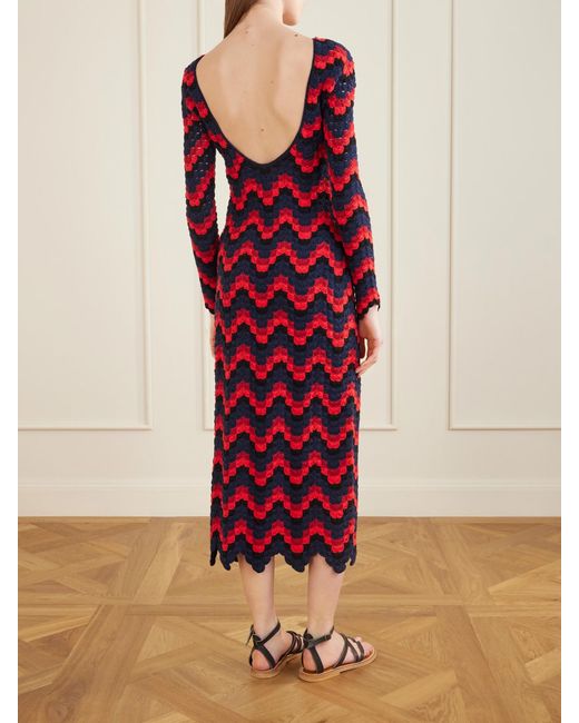 Escvdo Red Ursula Crocheted Cotton Maxi Dress