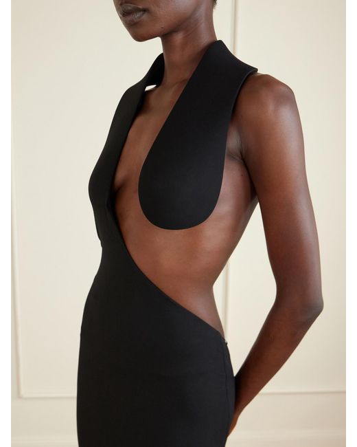 Tom Ford Black Asymmetric Open-Back Jersey Gown