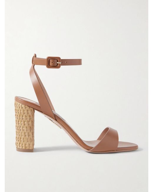 Aquazzura Natural Sunseeker 85 Leather Sandals