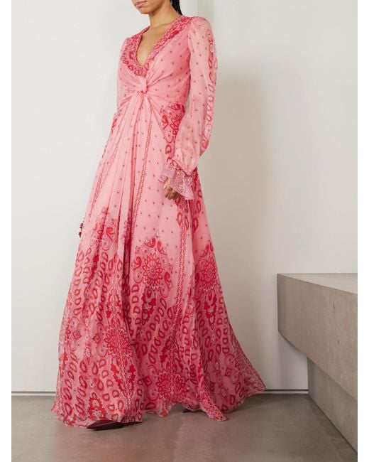 Etro Pink Tiered Paisley-Print Silk-Crepon Maxi Dress