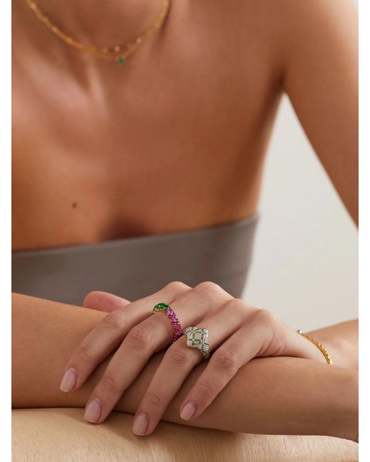Yvonne Léon Pink Alliance Rivière 9-Karat, Citrine And Crystal Ring