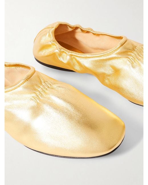 Alaïa Natural Metallic Leather Ballet Flats