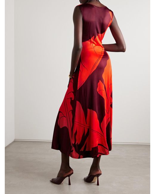 Robe Midi En Jersey Stretch Imprimé À Torsade Et À Découpe Deep Heart Johanna Ortiz en coloris Red