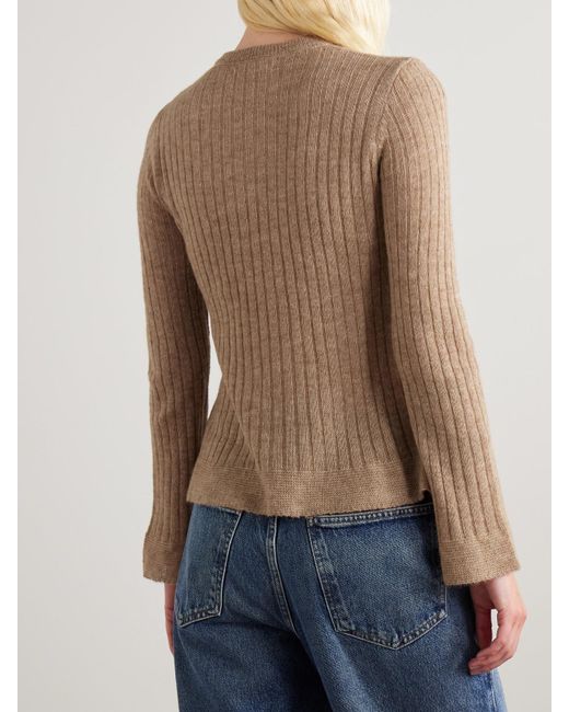Ulla Johnson Natural Magda Pompom-Detailed Ribbed Alpaca-Blend Sweater